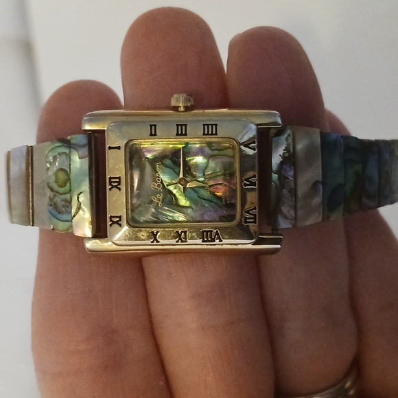 Vintage Le Baron Abalone shell Mother of Pearl quartz wrist watch - Picture 2 of 7
